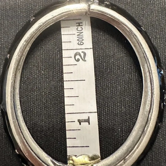 COACH 1/2 INCH HINGED BRACELET- BLACK & SILVER ENAMEL - Picture 7 of 7